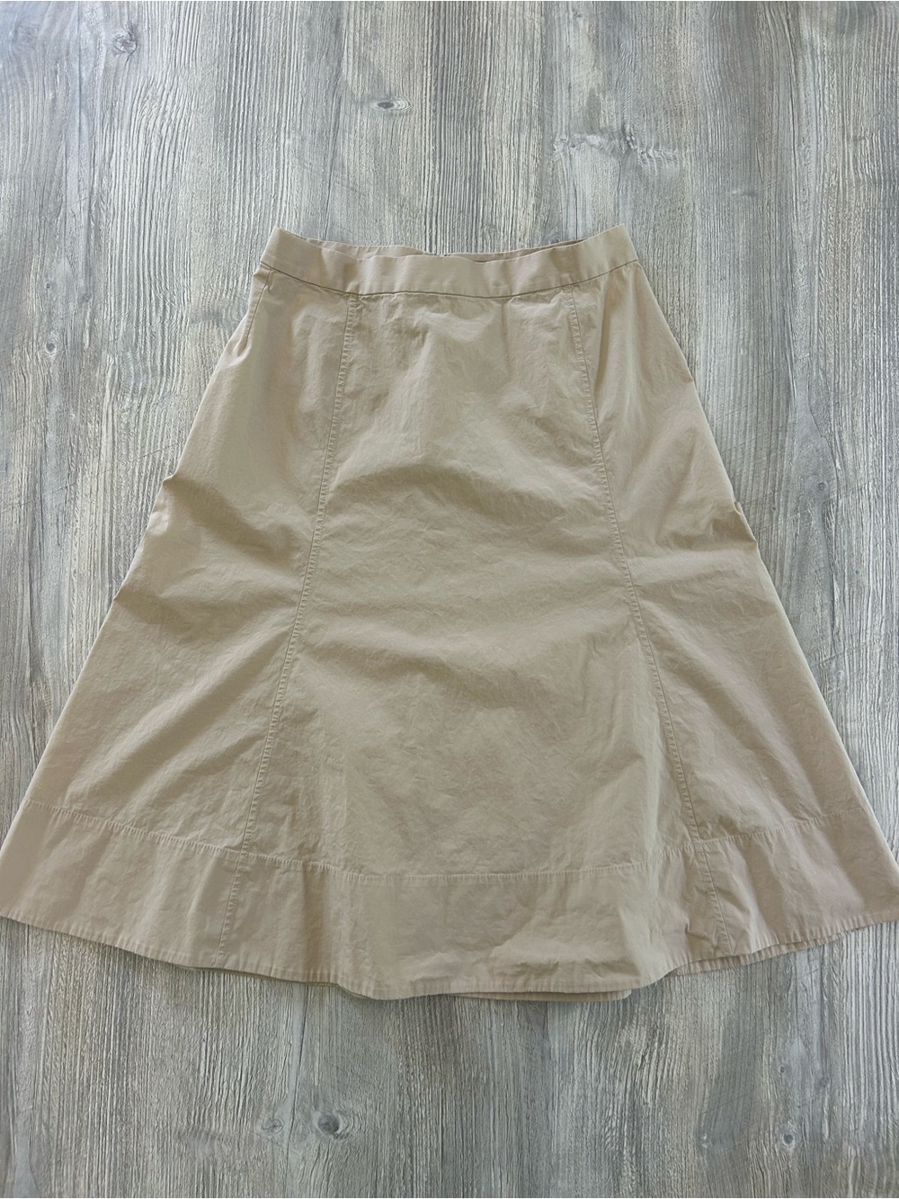 Theory "Saminta" Light Poplin Flared A-Line Midi Skirt - Khaki/Tan, Size 4